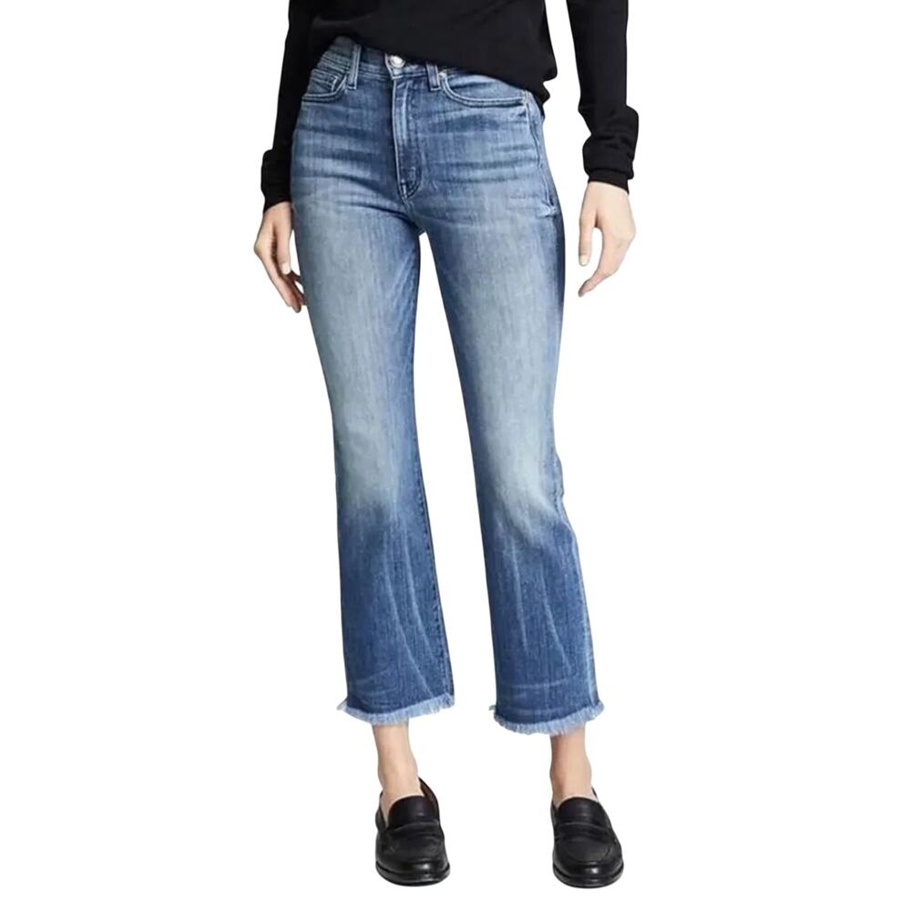 AYR The Bomb Pop Straight Leg Raw Hem Mid Rise Denim Blue Jeans Women’s Size 26